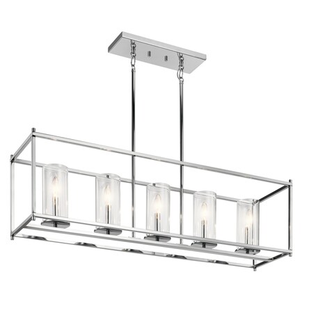 Kichler Crosby 13.75" 5 Light Linear Chandelier with Clear Glass Chrome